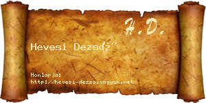 Hevesi Dezső névjegykártya